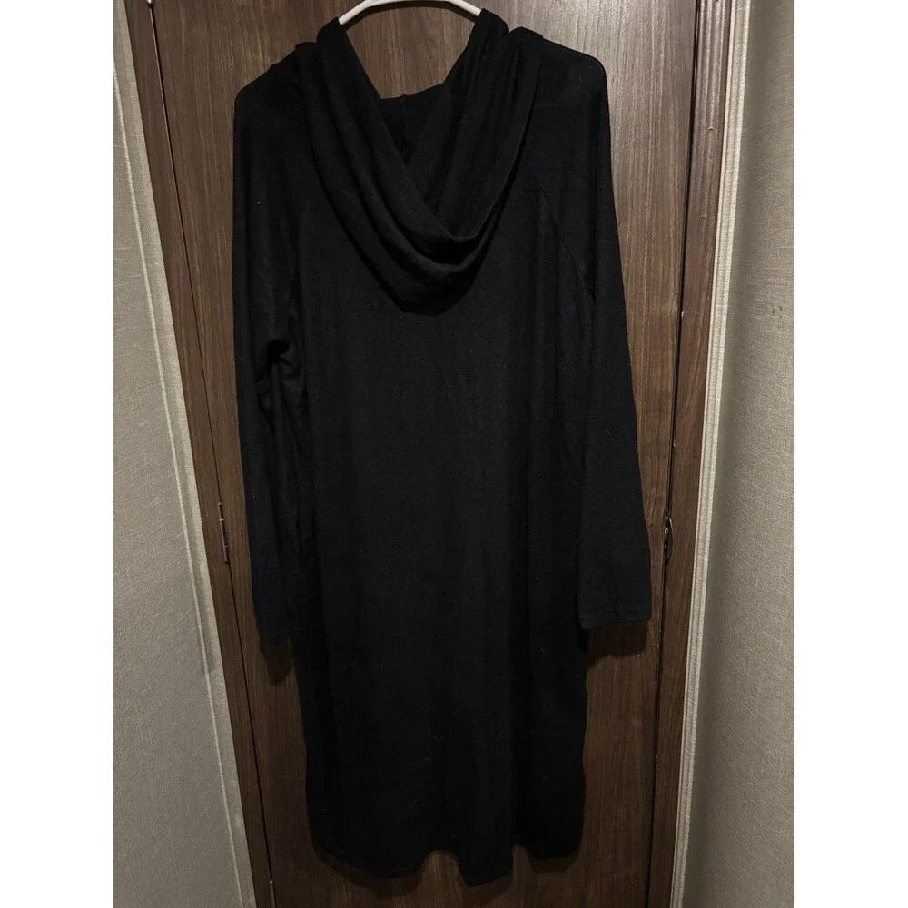 Bobeau long-sleeve knit hoodie Black Curvy Midi dress Size 1X NWT